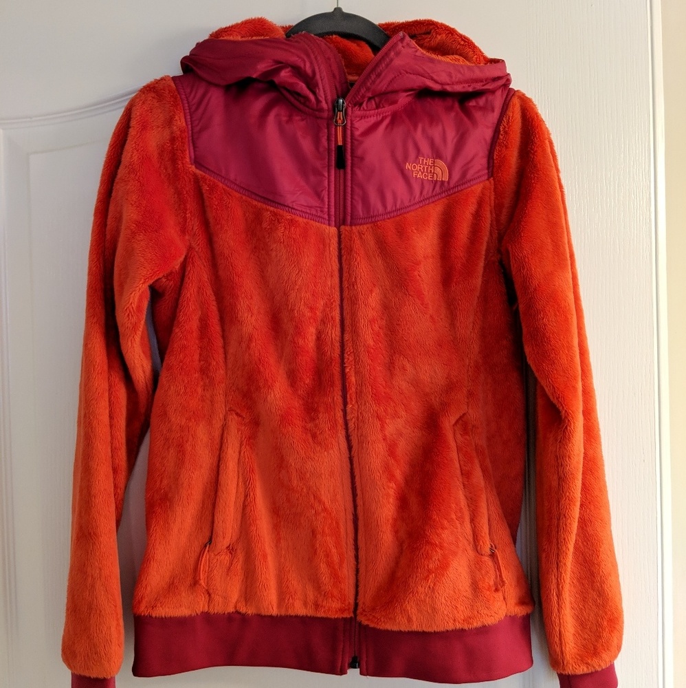 North Face Fleece Jacket Orange & Maroon Sz Small